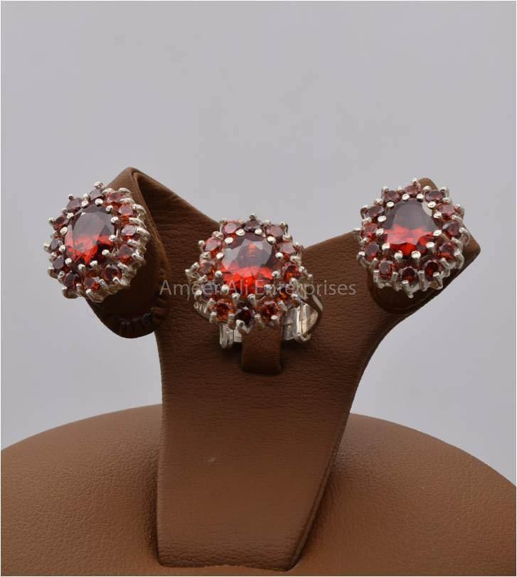 AAE 5715 Chandi Set 925, Stone: Zircon - AmeerAliEnterprises