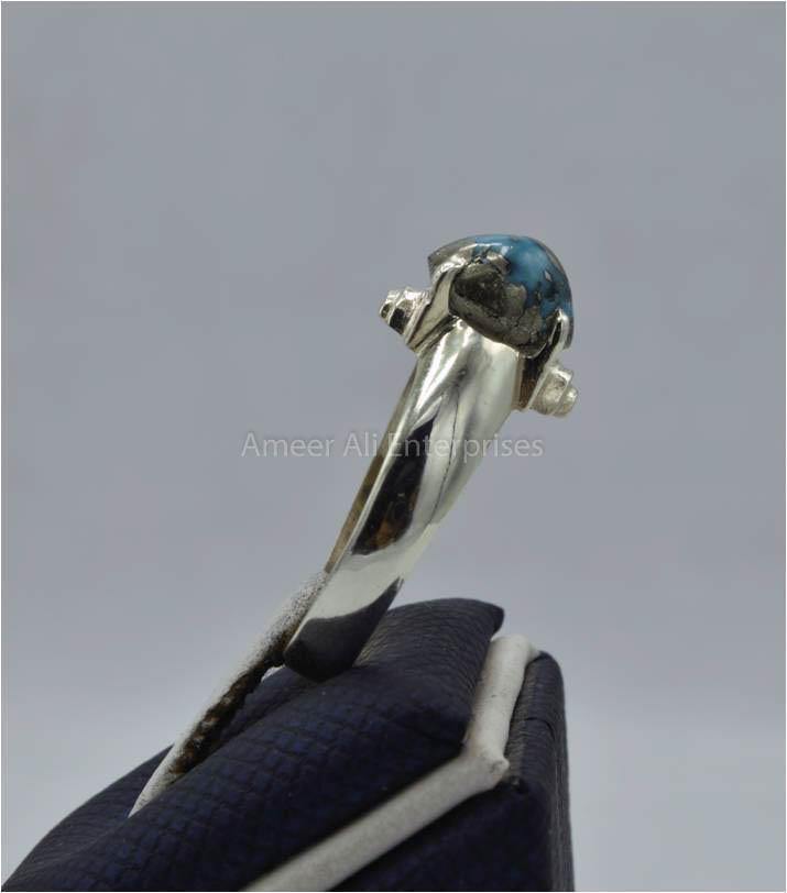 AAE 5853 Chandi Ring 925, Stone: Shajri Feroza - AmeerAliEnterprises