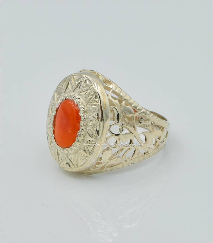 AAE 4430 Chandi Ring 925, Stone: Marjan (Coral)