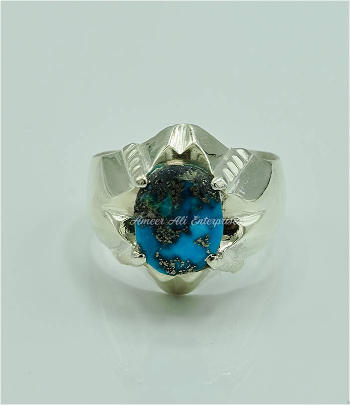 AAE 6845 Chandi Ring 925, Stone: Shajri Feroza