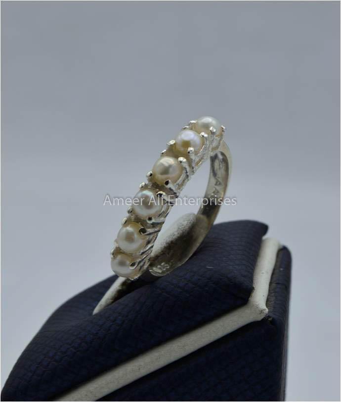 AAE 1577 Chandi Ring 925, Stone Pearl - AmeerAliEnterprises