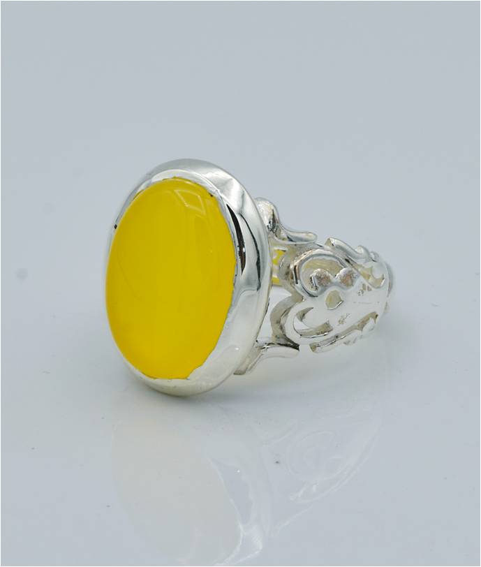 AAE 6591 Chandi Ring 925, Stone: Yellow Aqeeq