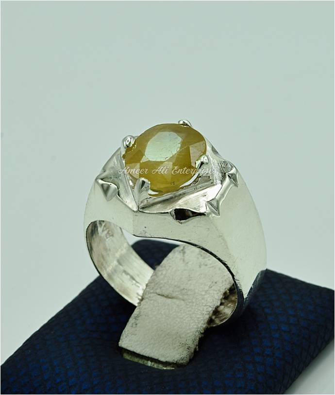 AAE 6871 Chandi Ring 925, Stone: Pukhraj