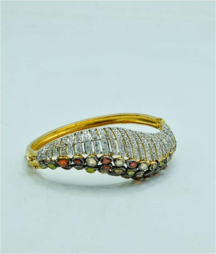 AAE 6197 Chandi Bracelet 925, Stone: Zircon (Gold Platted) - AmeerAliEnterprises