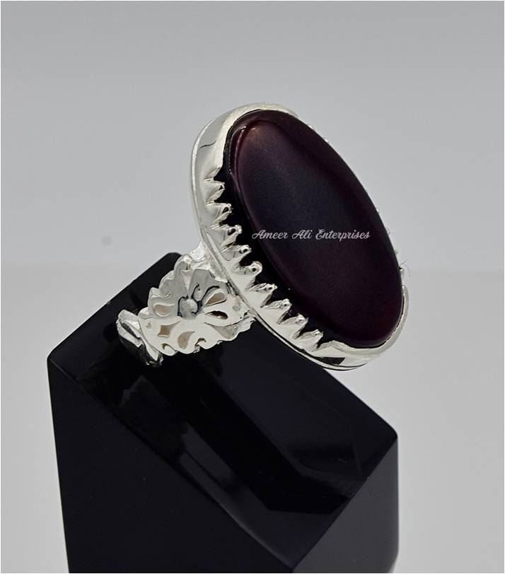 AAE 6568 Chandi Ring 925, Stone: Yamni Aqeeq