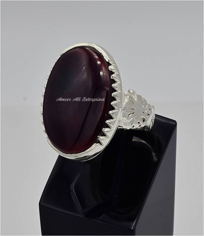AAE 6568 Chandi Ring 925, Stone: Yamni Aqeeq