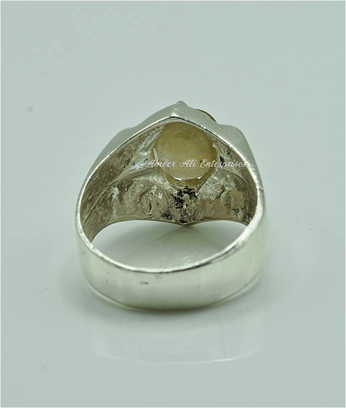 AAE 6871 Chandi Ring 925, Stone: Pukhraj