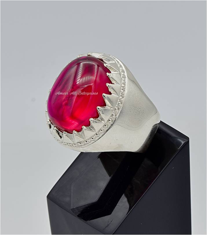 AAE 6621 Chandi Ring 925, Stone: Irani Poota Yaqoot