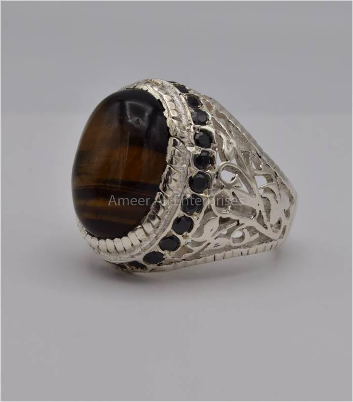 AAE 5570 Chandi Ring 925, Stone: Tiger's Eye - AmeerAliEnterprises