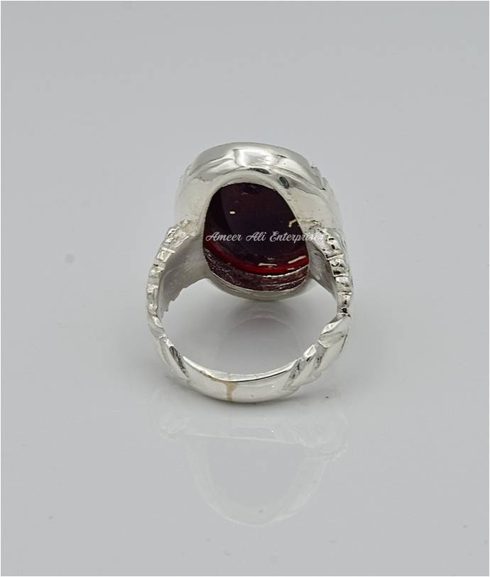 AAE 6568 Chandi Ring 925, Stone: Yamni Aqeeq