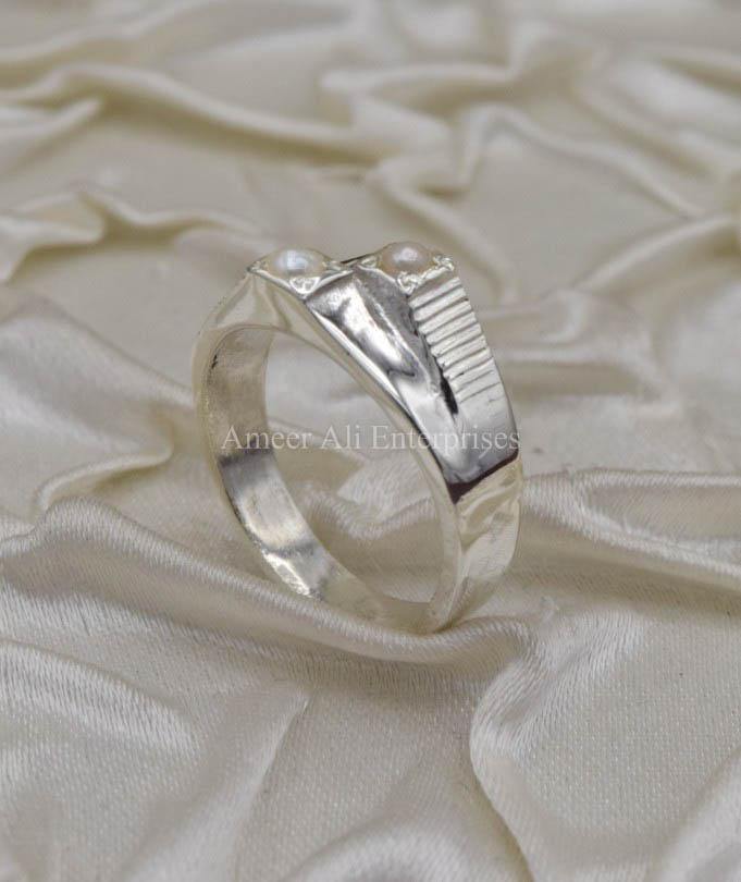 AAE 9815 Chandi Ring 925, Stone Pearl - AmeerAliEnterprises