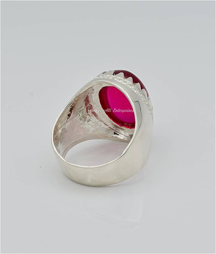 AAE 6621 Chandi Ring 925, Stone: Irani Poota Yaqoot