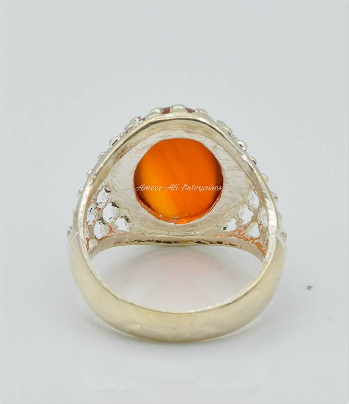 AAE 6290 Chandi Ring 925, Stone: Red Aqeeq