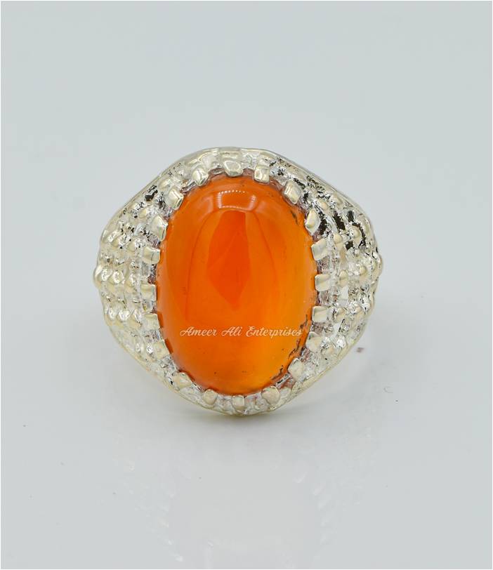 AAE 6290 Chandi Ring 925, Stone: Red Aqeeq