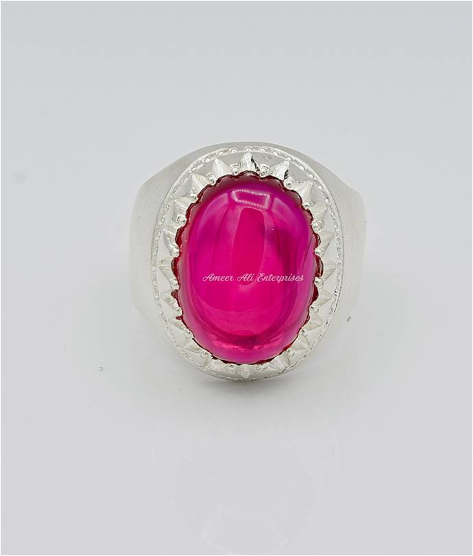 AAE 6621 Chandi Ring 925, Stone: Irani Poota Yaqoot