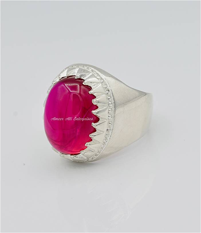 AAE 6621 Chandi Ring 925, Stone: Irani Poota Yaqoot