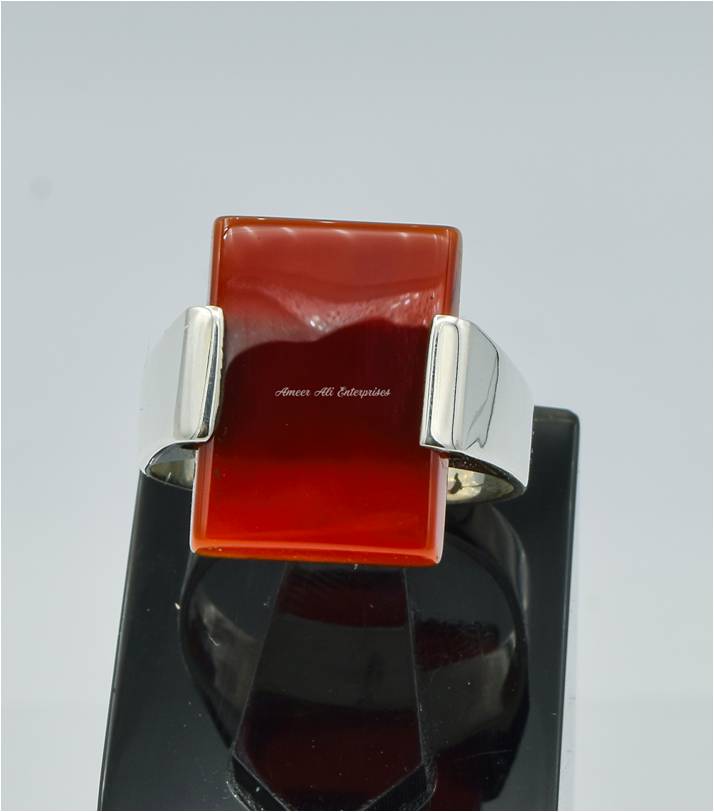 AAE 6233 Chandi Ring 925, Stone: Red Aqeeq