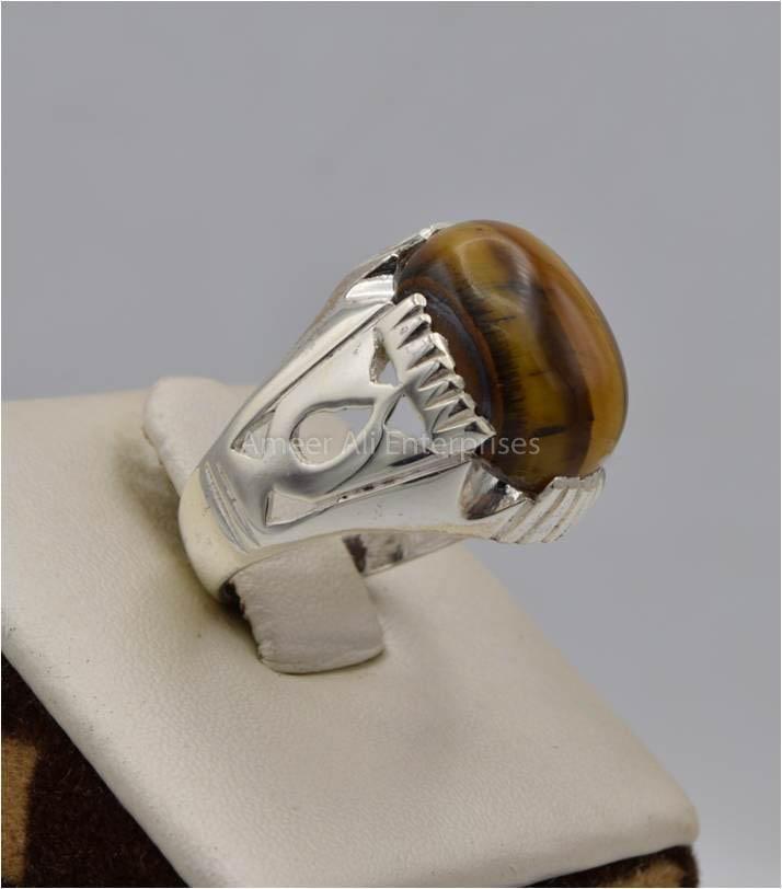 AAE 5571 Chandi Ring 925, Stone: Tiger's Eye - AmeerAliEnterprises