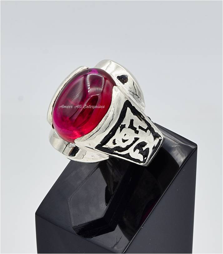 AAE 6622 Chandi Ring 925, Stone: Irani Poota Yaqoot