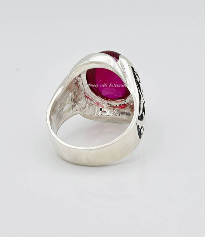 AAE 6622 Chandi Ring 925, Stone: Irani Poota Yaqoot