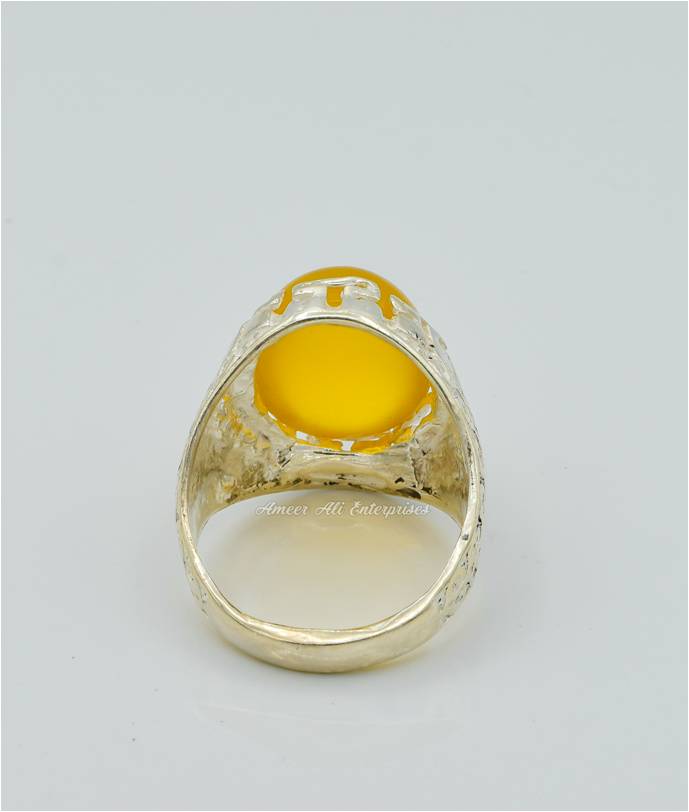 AAE 6285 Chandi Ring 925, Stone: Yellow Aqeeq