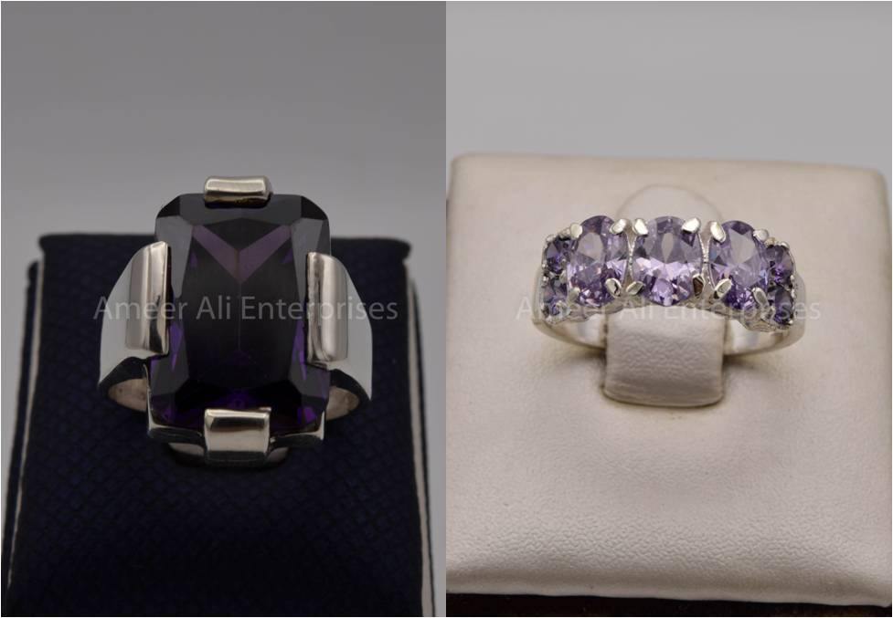 Silver Couple Rings: Pair 76, Stone: Zircon - AmeerAliEnterprises