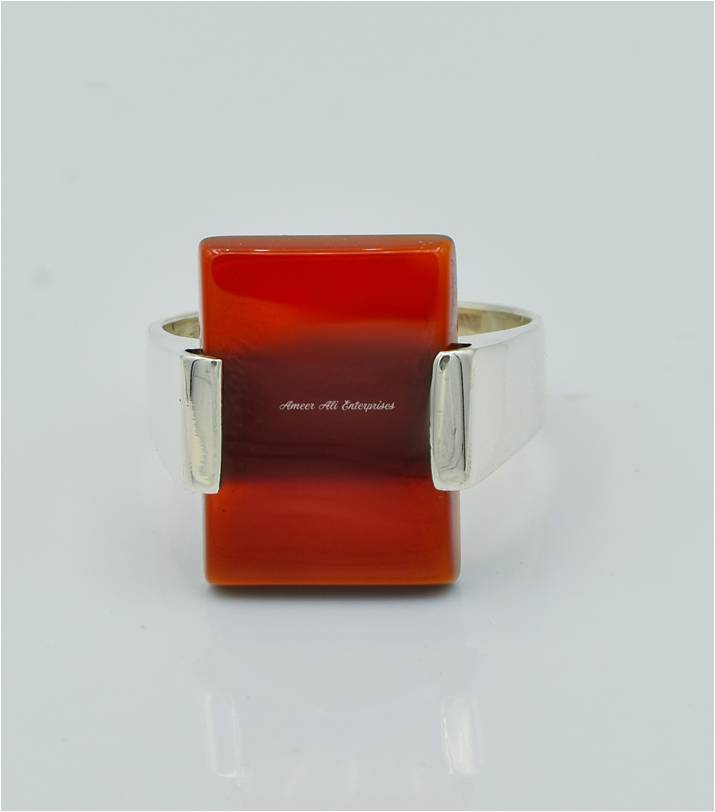 AAE 6233 Chandi Ring 925, Stone: Red Aqeeq
