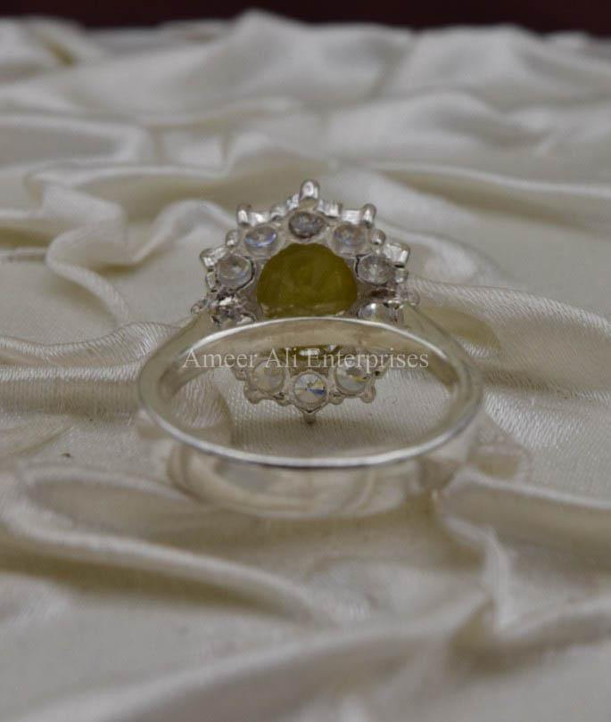 AAE 1851 Chandi Ring 925, Stone: Yellow Sapphire (Pukhraj) - AmeerAliEnterprises