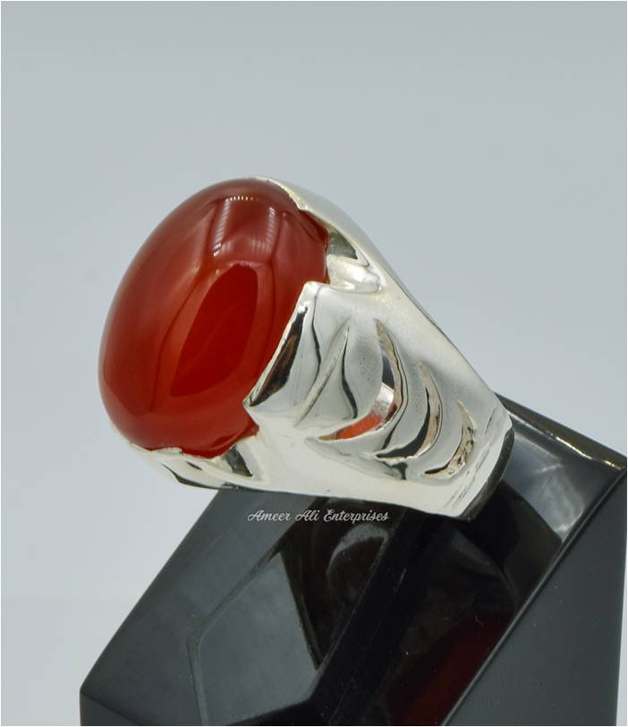 AAE 3926 Chandi Ring 925, Stone: Red Aqeeq