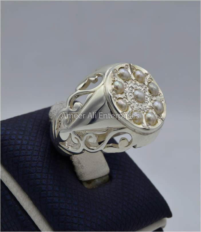 AAE 5802 Chandi Ring 925, Stone Pearl - AmeerAliEnterprises