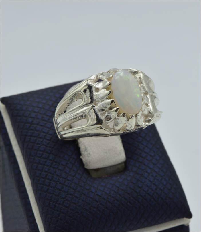 AAE 5927 Chandi Ring 925, Stone: Opal - AmeerAliEnterprises