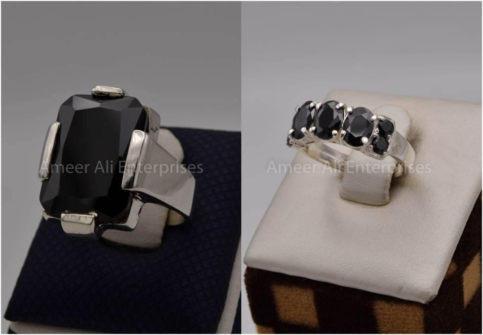 Silver Couple Rings: Pair 80, Stone: Zircon - AmeerAliEnterprises