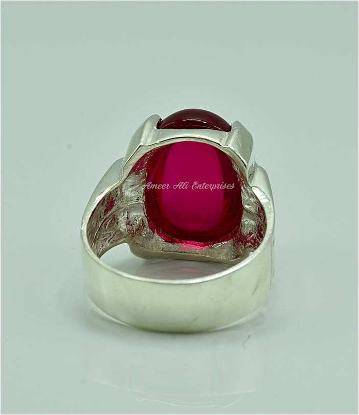 AAE 6865 Chandi Ring 925, Stone: Irani Poota Yaqoot