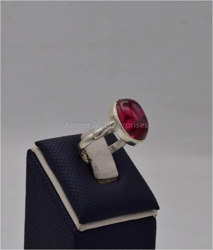 AAE 5741 Chandi Ring 925, Stone: Irani Pota Yaqoot - AmeerAliEnterprises