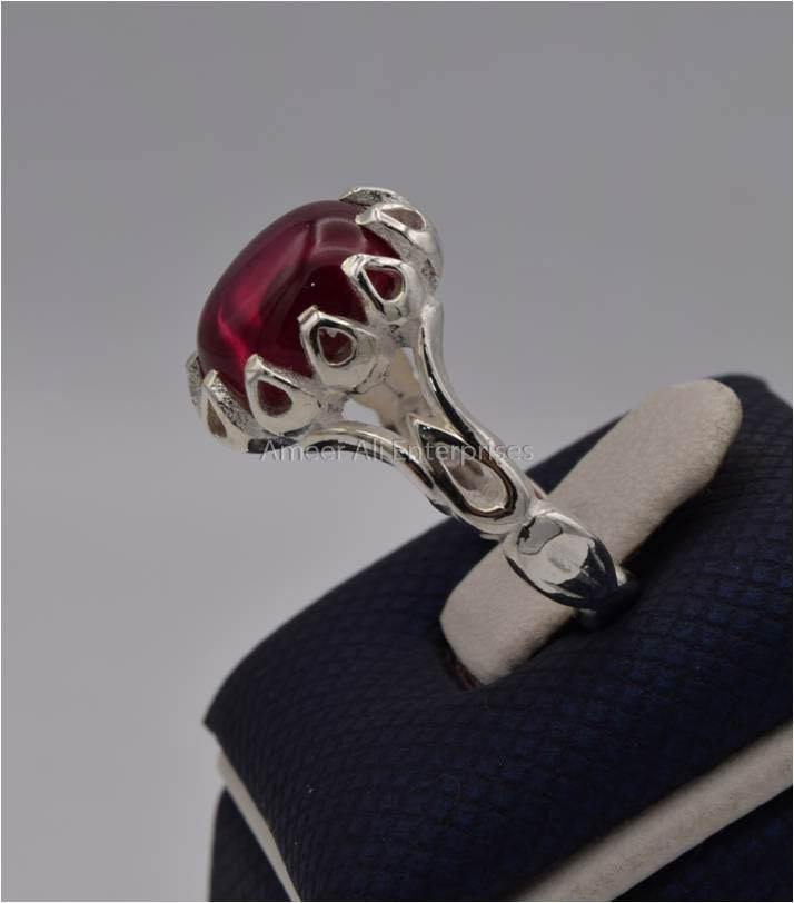AAE 2307 Chandi Ring 925, Stone: Irani Poota Yaqoot (Anari Yaqoot) - AmeerAliEnterprises