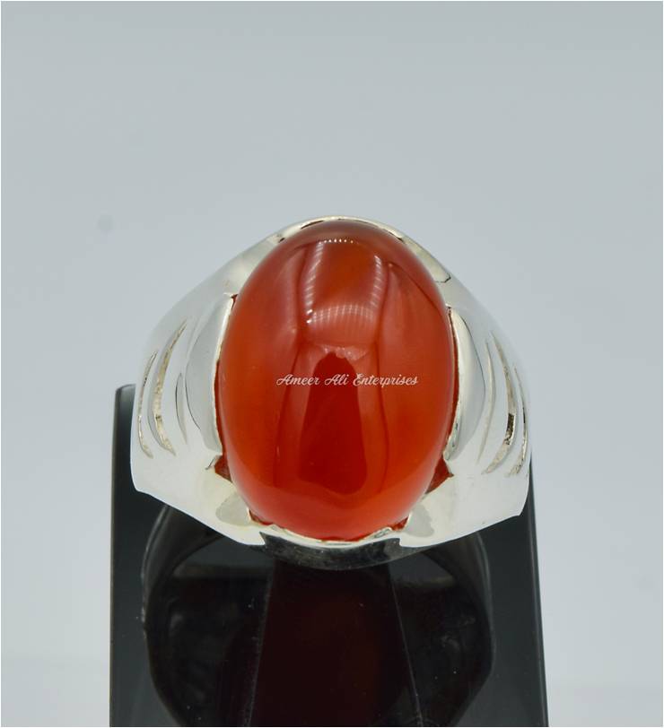 AAE 3926 Chandi Ring 925, Stone: Red Aqeeq