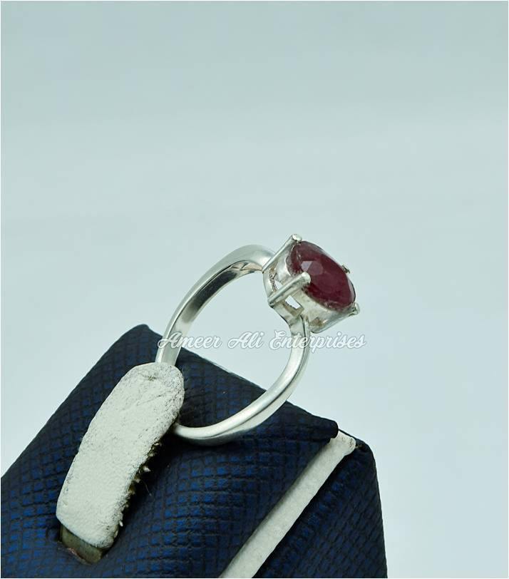 AAE 6199 Chandi Ring 925, Stone: Ruby - AmeerAliEnterprises