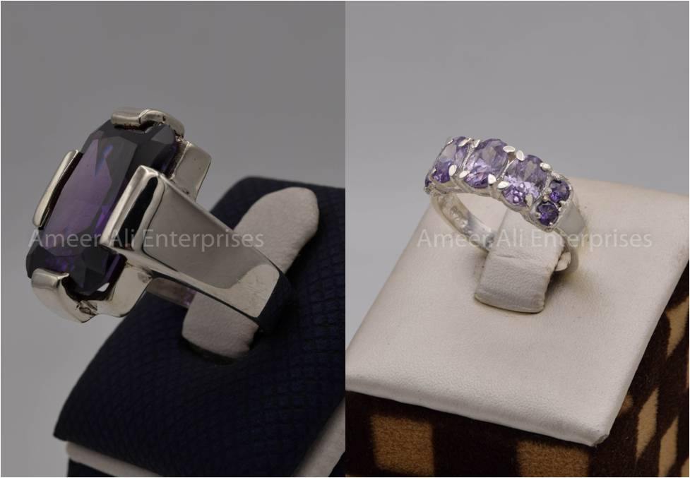 Silver Couple Rings: Pair 76, Stone: Zircon - AmeerAliEnterprises