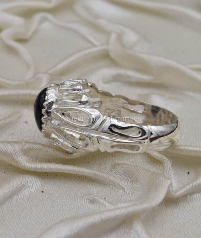 AAE 0331 Chandi Ring 925, Stone Opal (Black) - AmeerAliEnterprises