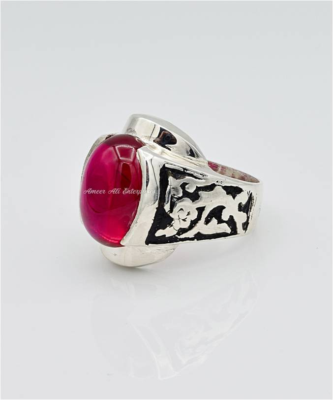 AAE 6622 Chandi Ring 925, Stone: Irani Poota Yaqoot