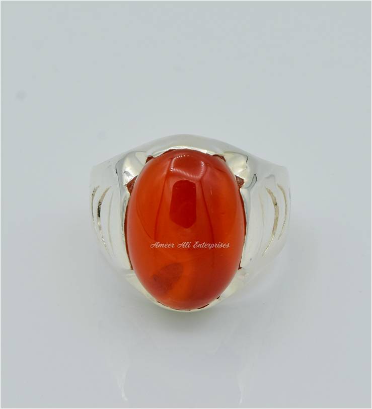 AAE 3926 Chandi Ring 925, Stone: Red Aqeeq