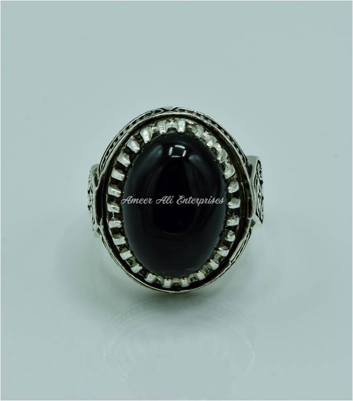 AAE 6823 CHANDI RING 925, STONE: BLACK AQEEQ