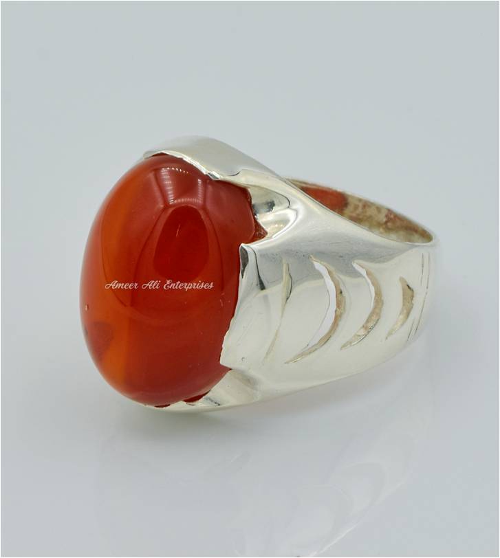AAE 3926 Chandi Ring 925, Stone: Red Aqeeq