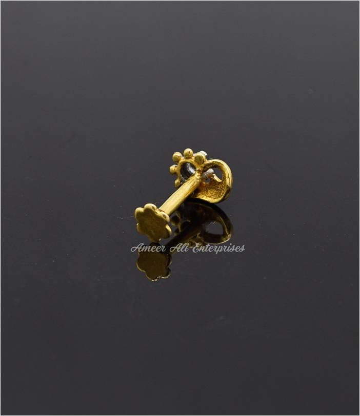 AAE 6885 Gold Nose pin, Stone: Zircon