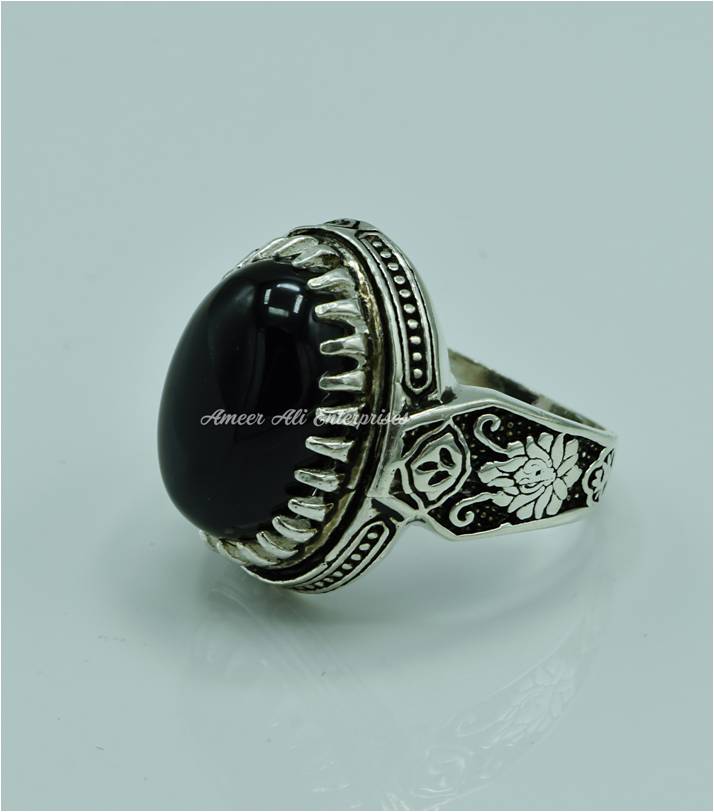 AAE 6823 CHANDI RING 925, STONE: BLACK AQEEQ