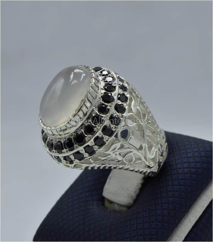 AAE 5826 Chandi Ring 925, Stone: Dur e Najaf - AmeerAliEnterprises