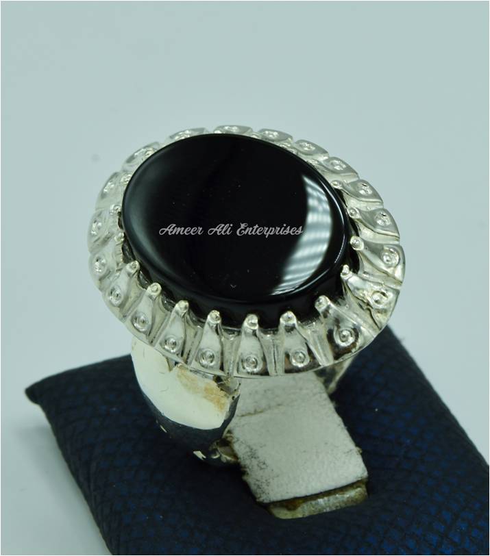 AAE 6824 CHANDI RING 925, STONE: BLACK AQEEQ