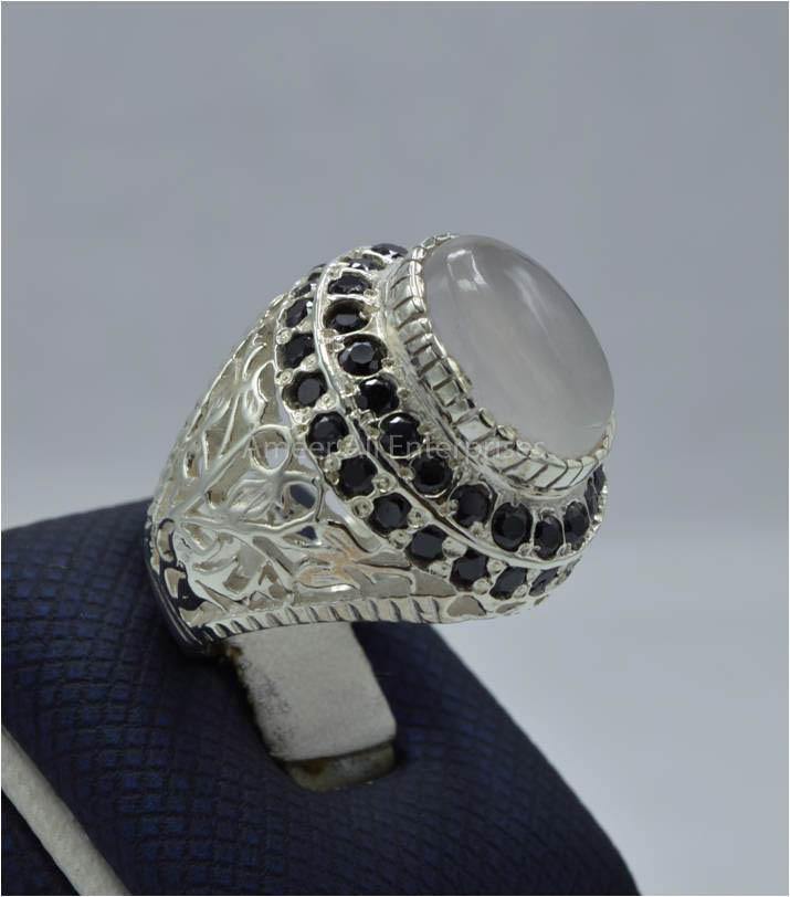 AAE 5826 Chandi Ring 925, Stone: Dur e Najaf - AmeerAliEnterprises