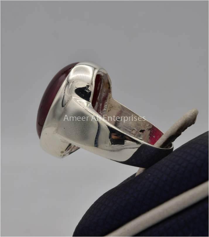 AAE 2210 Chandi Ring, Stone: Irani Poota Yaqoot (Anari Yaqoot) - AmeerAliEnterprises