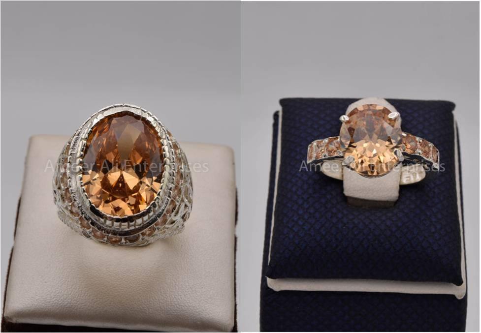 Silver Couple Rings: Pair 106, Stone: Zircon - AmeerAliEnterprises